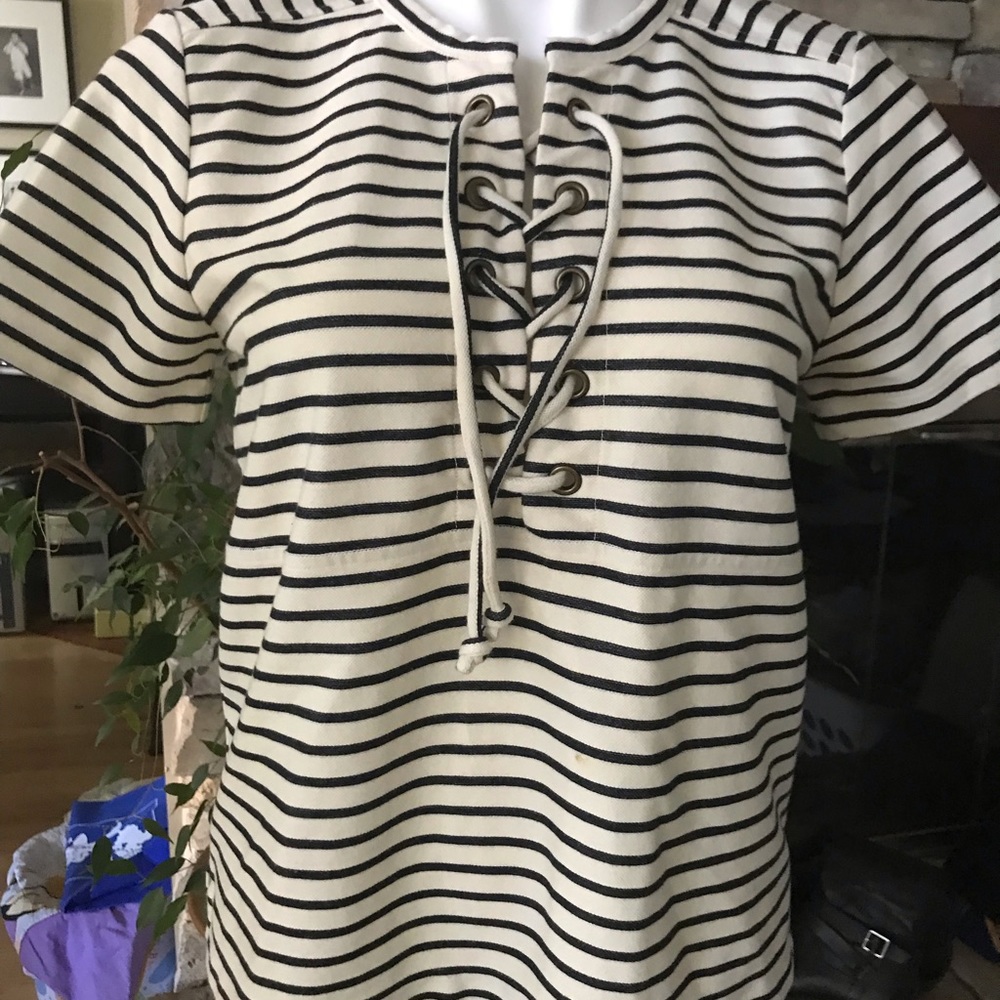 MADEWELL nautical stripe lace-up shirt
